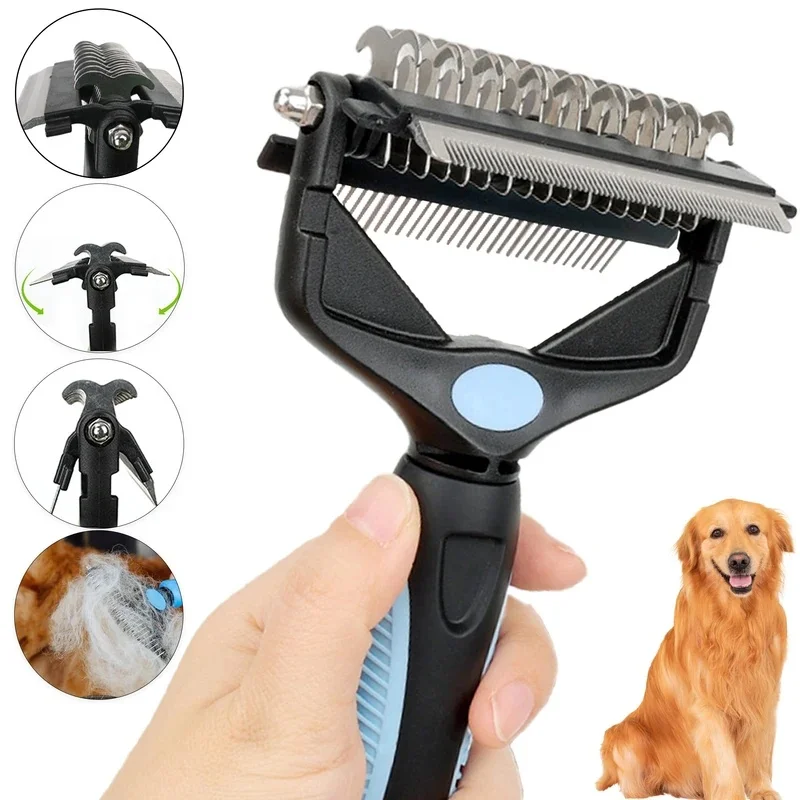 Escova 3 em 1 para remover pelos de animais de estimação, removedor de pelos de cães e gatos, pente para cortar nós, escova multifuncional para cuidados com filhotes, cuidados com…