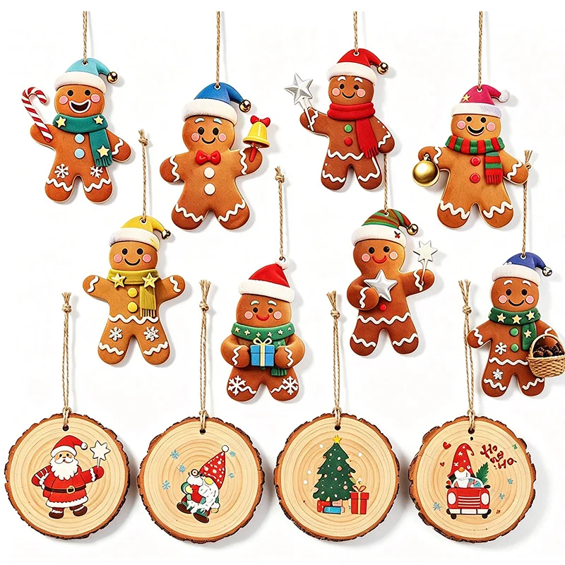 Enfeite de madeira em formato de boneco de gengibre para o Natal